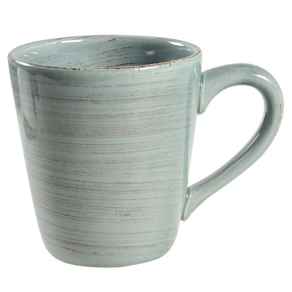 Set Of 3 Stoneware Mugs With Textured Gray Finish